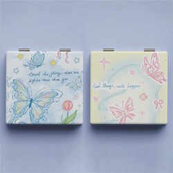 ins Butterfly Portable Mirror Handheld Folding Cute Mini Double-Sided Small Mirror Student Dormitory Makeup Mirror