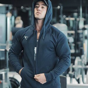
Autumn and winter velvet jacket men's hoodie zipper long-sleeved crest shark training suit fitness outdoor leisure versatile