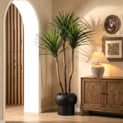 Artificial Green Plant Dracaena, Fake Green Plant for Indoor Living Room Balcony, Large Floor-Standing Flower Pot Decoration