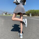Pleated skirt for women in summer high waist A-line slim and sweet college style suit fabric high short skirt gray skirt pants
