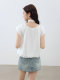 Aike French shirt women's top 2025 summer fresh sweet and simple solid color loose short puff sleeve shirt
