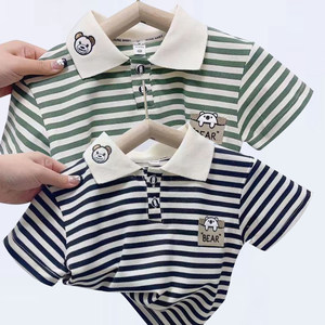 
Summer children's clothing new short-sleeved POLO thin children's half-sleeved lapel T-shirt baby casual striped boy top