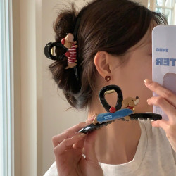 Cute Acrylic Dachshund Puppy Claw Clip, Cartoon Girly Shark Clip, Back-Of-Head Hair Clip, Hair Clip for Thick Hair