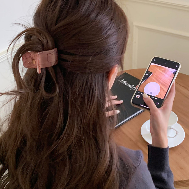 Minimalist style lines, marble pattern grab clips, old Qian Fengfa grabs the back of the head, half-tied hair clips, hair accessories 2023 new