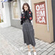 Sasaki Eiko's same Japanese sweet elastic waist bow tie pleated knit skirt long skirt