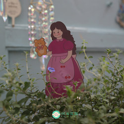 Cherry Girl Iron Art Gardening Flower Arrangement Courtyard Ornament Japanese-Style Flower Arrangement Decoration Cute Sign