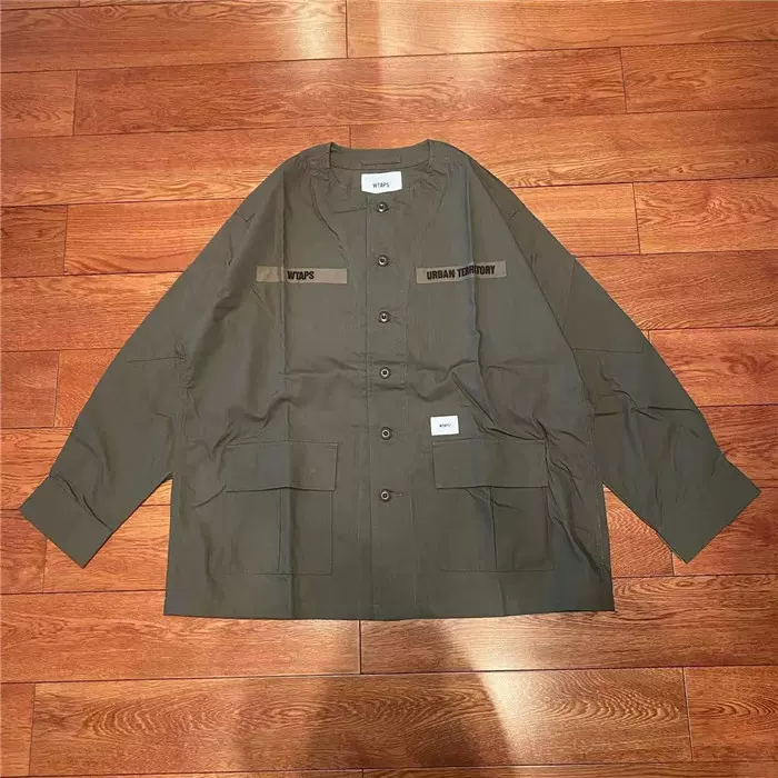 國倉 WTAPS SCOUT/LS/COTTON.RIPSTOP 休閒無領兩袋襯衫 21SS-Taobao