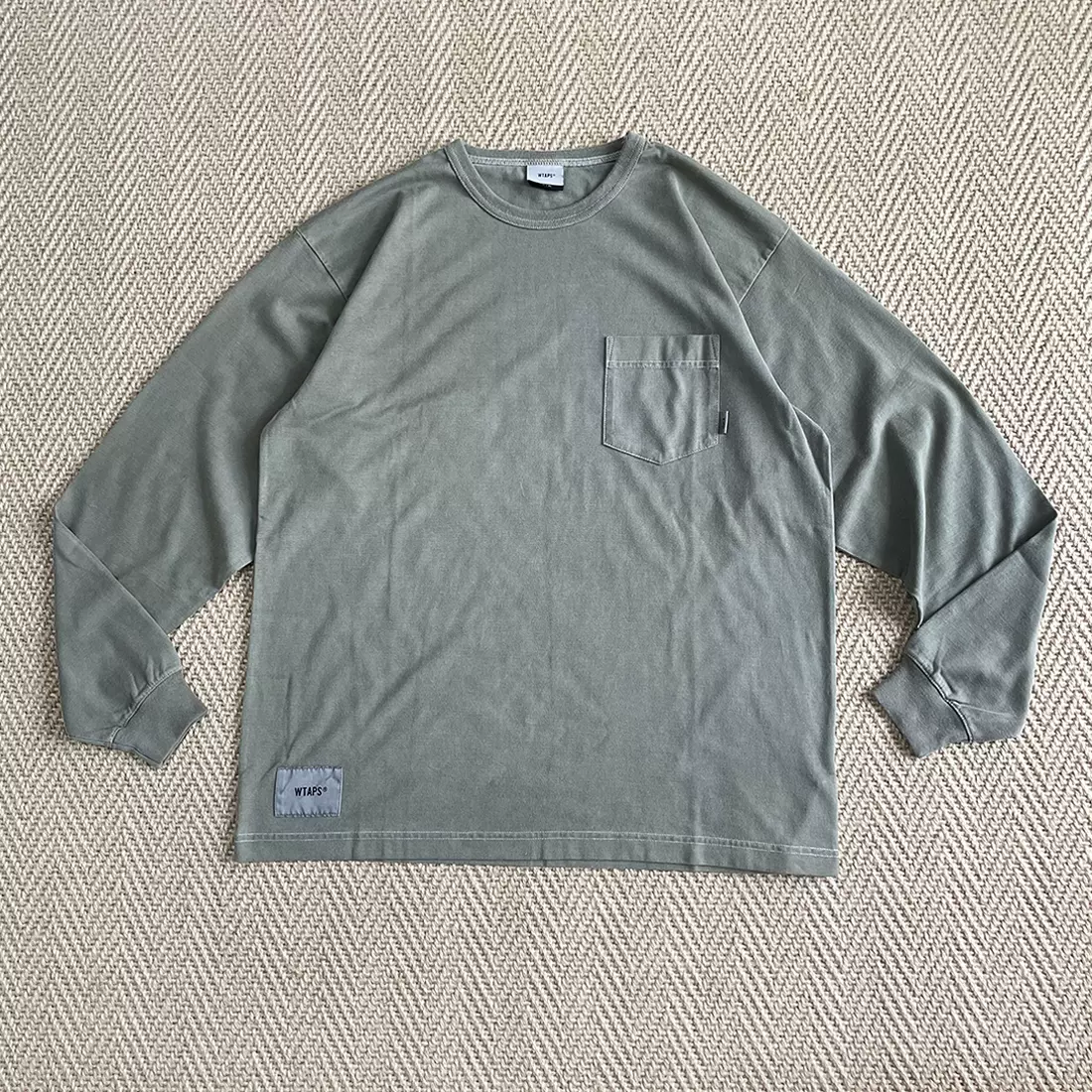 国仓壹树WTAPS BLANK LS 03/TEE.COPO刺绣水洗口袋长袖T恤19AW-Taobao