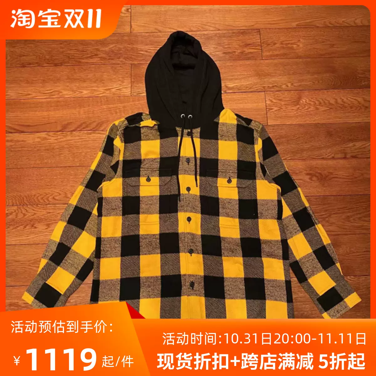 国仓DESCENDANT SPICOLI HOODED LS SHIRT连帽格子长袖衬衫19SS-Taobao