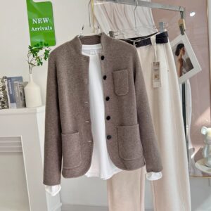 
Old money style 100 sheep wool new Chinese style high-end draped cardigan jacket 2026 spring and autumn sweater women's sweater