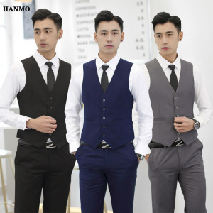 Family Family Flower Fold Brigade Brothers united wedding dresses Western -style men's summer shirts and trousers three -piece suit