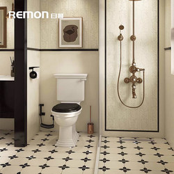 Retro Black and White Small Floral Tiles French-Style Bathroom Tiles Restaurant Kitchen Wall Tiles Balcony Non-Slip Floor Tiles