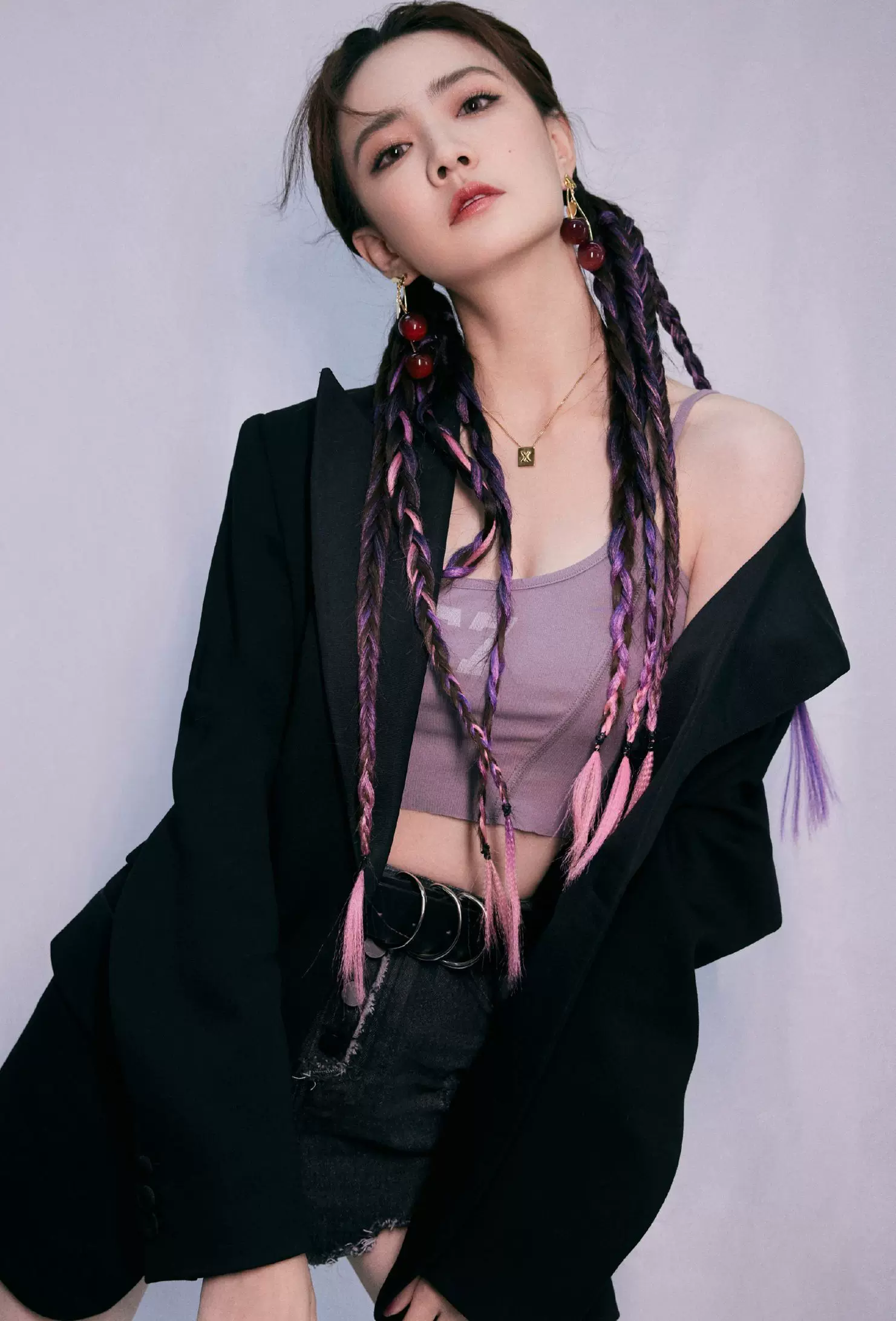 徐璐同款发饰y2k脏辫假发辫彩带挑染辫子女渐变飘带编织发夹发绳