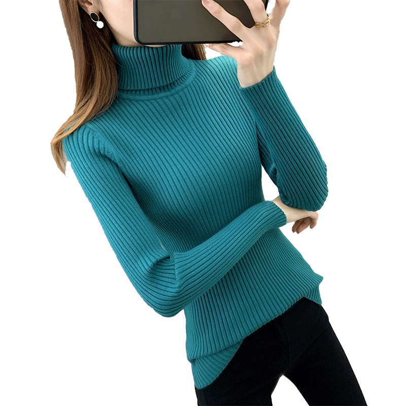 Speaking sweater female autumn and winter new model 2023 foreign body tights, thick black knitted bottom shirt female winter