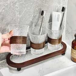 High-End Glass Wash Cup with an Antique Style for Home, Hotel, Bathroom, and Toilet Use, Mouthwash Cup, Toothbrush Cup Set