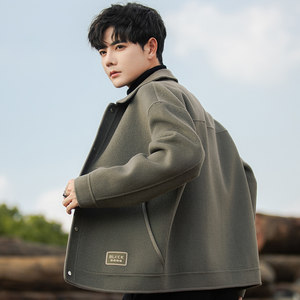 2025 new woolen coat men's double-sided woolen coat autumn and winter short lapel casual woolen jacket trendy