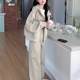 College style casual suit for women 2025 spring and autumn new small sports hooded sweatshirt jacket two-piece set