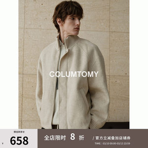 
Lapel short style with sheep wool 2025 autumn and winter new woolen men's coat high-end warm and thickened coat