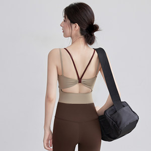 
VOJ beautiful back sports bra all-in-one shockproof color matching yoga vest outer wear running training bra set new
