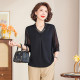 Qi Dai black silk mulberry silk big brand top for women 2025 spring and summer new V-neck five-point sleeve mother dress shirt
