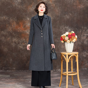 
High-end double-sided cashmere coat for middle-aged mothers 2025 winter new style mid-length mother's wool woolen coat