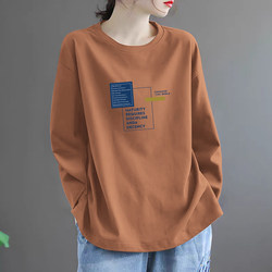 Off-Season Clearance~ Brand Name Genuine New Spring Round Neck Long-Sleeved Artistic Base Shirt for Women, Plus Size T-Shirt