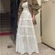 Korean official website purchase autumn and winter sweet girl sweet layered lace hooked long skirt skirt