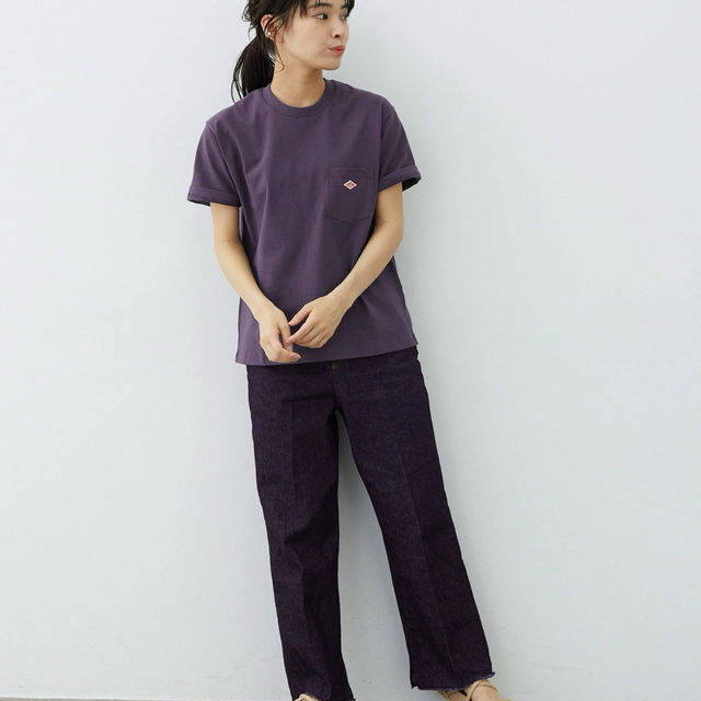 Linhai Japanese 2025 summer dan pocket embroidery casual versatile round neck short-sleeved top for women
