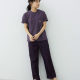 Linhai Japanese 2025 summer dan pocket embroidery casual versatile round neck short-sleeved top for women
