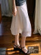 Jicouture chiffon double-layer tulle straight skirt for women in summer French polka dot high waist slim midi skirt