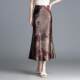 Retro printed satin fishtail skirt for women's summer 2025 new temperament long skirt hip-cover skirt new Chinese skirt