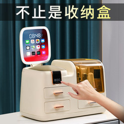 Cosmetic Storage Box Dust-Proof Desktop with Mirror Dressing Table Large Capacity Storage Box Christmas Birthday Gift for Women