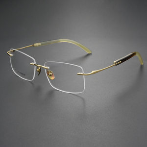 
Frameless men's business ultra-light pure titanium rimless horn glasses frame large face anti-blue light myopia eyeglasses frame