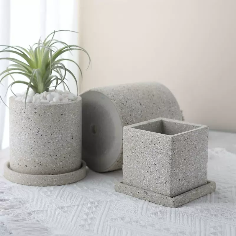 夢工房】青磁 水盤 （ 穴無植木鉢 盆器 盆栽 華蝶紋 長方鉢 ）