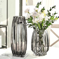 Nordic Light Luxury Glass Vase, Transparent, High-End Feel for Living Room, Suitable for Flower Arrangements and Fresh Flowers, Exquisite Flower Vessel Decoration