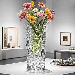 Light Luxury Glass Vase Decoration for Living Room, High-End Transparent Vase for Flower Arrangement, Hydroponic Flowers, and Special for Lucky Bamboo