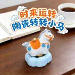 Jingdezhen Ceramic Spinning Horse Creative Ornament, a Symbol of Instant Wealth, High-End Decoration for Office, Car, and Desktop
