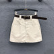 European beige simple style skirt for women 2025 spring new personalized pocket high waist versatile PU leather hip skirt