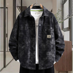 
American trendy brand denim jacket for men 2026 new spring and autumn shirt style handsome lapel men's jacket top