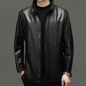 
Genuine leather new cowhide leather jacket men's retro motorcycle wear trendy leather jacket short stand-up collar coat tops men's clothing