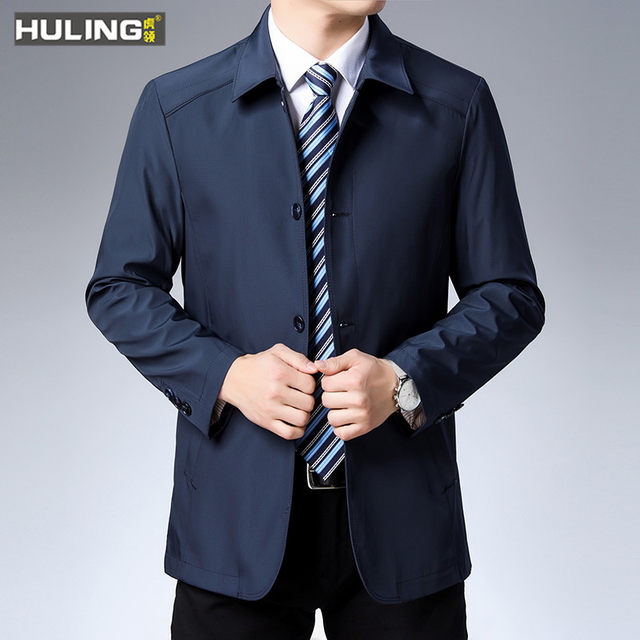 Executive jacket spring and autumn new coat men's middle-aged lapel ...