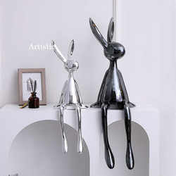 Modern Light Luxury Sitting Rabbit Figurine Home Decor Entryway High-End Soft Decoration Model House Wine Cabinet Ornament