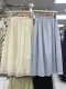 Solid color Korean lace skirt for women in spring and summer new high-waisted A-line skirt mid-length pocket temperament umbrella skirt
