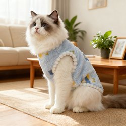 New Style Cat Clothes, Flannel with Leash Buckle, Fleece-Lined and Thickened for Autumn and Winter, Kitten Pet Cat Vest, Four-Legged Clothing