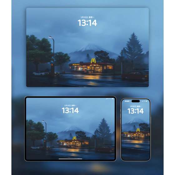 
4k HD Town Maimen Ultra-definition Illustration Wallpaper Apple Mobile Mac Computer iPad Tablet Wallpaper Screen Security