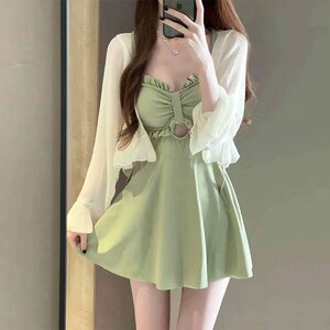 
Swimsuits for women in summer new split two-piece skirt style belly-covering and conservative blouse high-quality hot spring swimsuit