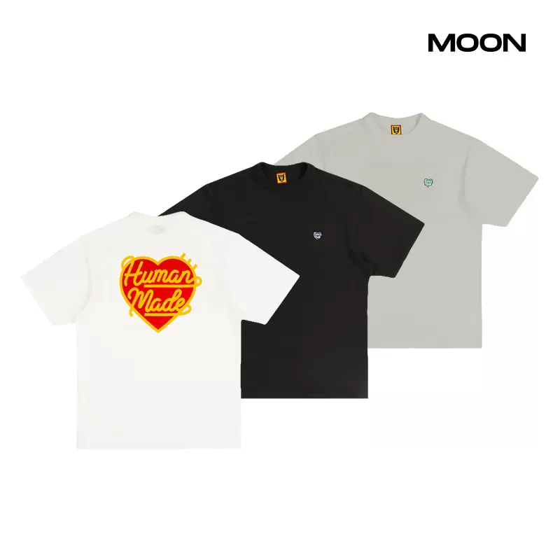 现货HUMAN MADE HEART BADGE T-SHIRT爱心竹节棉短袖T恤24SS-Taobao