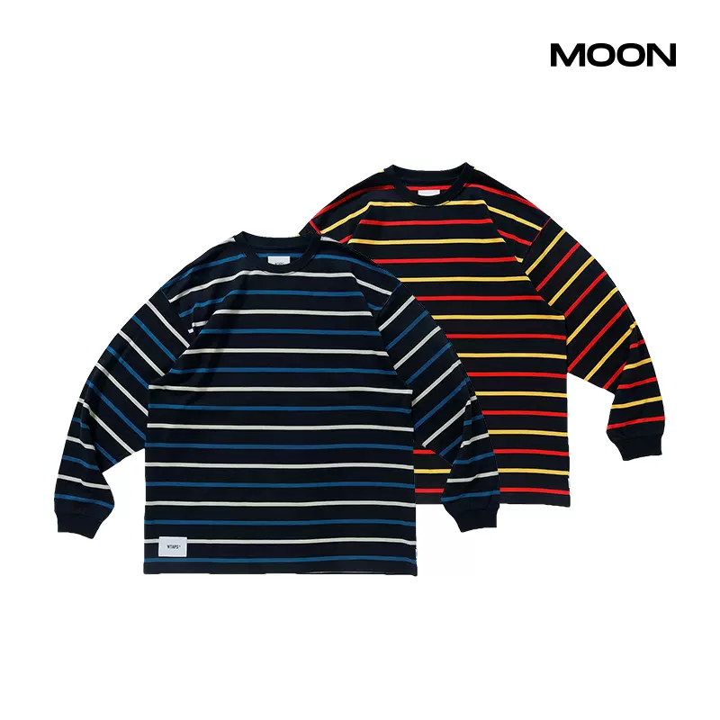 MOON現貨WTAPS BDY 02 / LS / COTTON. TEXTILE條紋長袖T恤22AW-Taobao