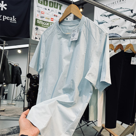 Soft-feeling Salona antibacterial, deodorant, moisture-absorbing and breathable laser-punched men's sports outdoor short-sleeved quick-drying T-shirt