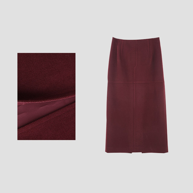 Skirt woolen zipper slit hip midi skirt fashionable casual style